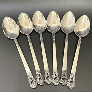 6pcs NATIONAL Stainless Lady Grace Discontinued Pattern Floral Spoon Japan